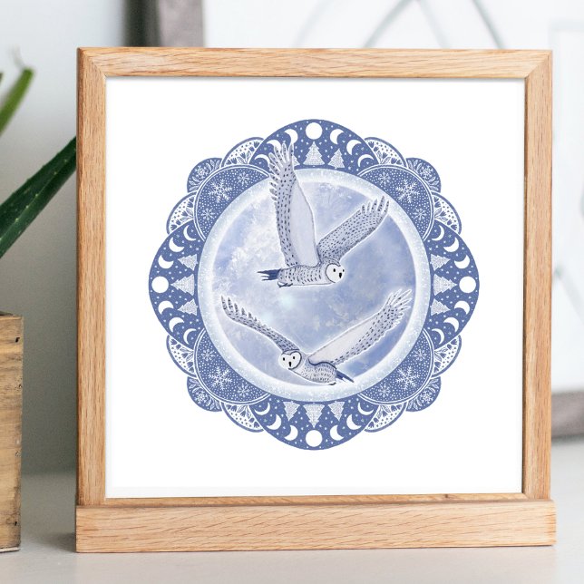 Fullt Snö Måne | Februari Uggla Måne Illustration Poster (Skapare uppladdad)