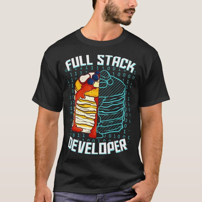 Fullt Stack Developer Funny Pancake Webben Coder P T Shirt (Framsida)