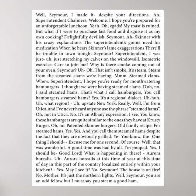 fullt Steamed Hams-transkript Poster (Framsidan)