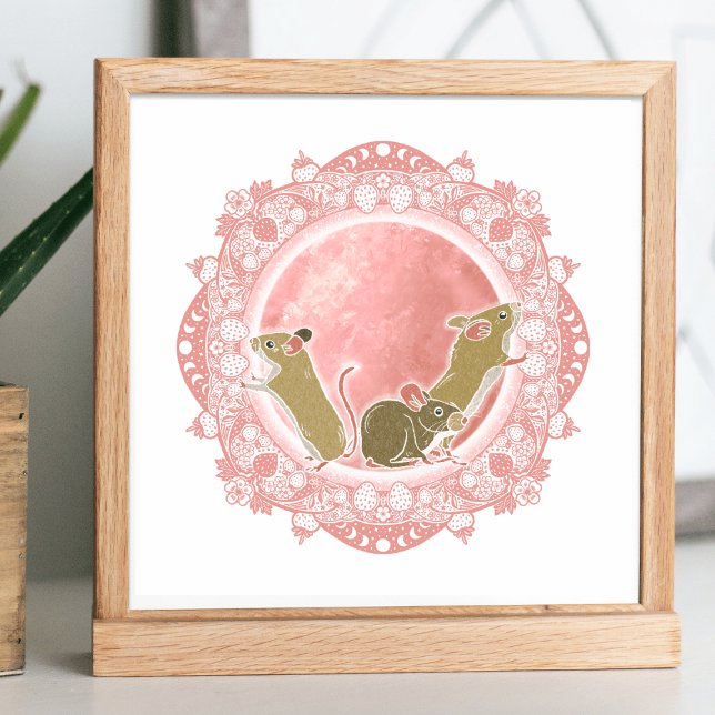 Fullt Strawberry Måne | June Måne Illustration Poster (Skapare uppladdad)