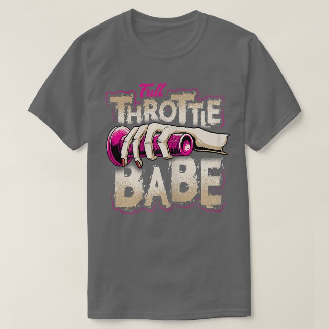 FULLT-THROTTLE BABE Biker Dirt-cycle Motocross Tee (Design framsida)