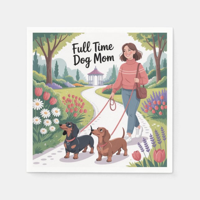 Fullt Time Dachshund Hund Mamma Pappersservett (Framsidan)