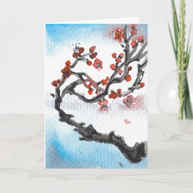 Fullt tomt kort för körsbärsröd blommarvridning (Framsida)