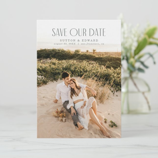 Fullt-utfall-Elegant-fotokort Spara Datumet (Stående Fram)