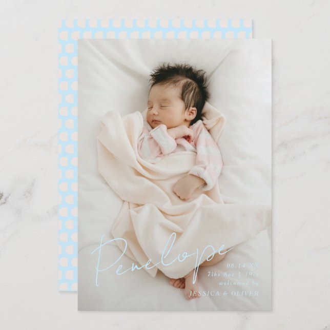 Fullt utfaller modern kalligrafisk baby namn meddelande (Fram/baksida)