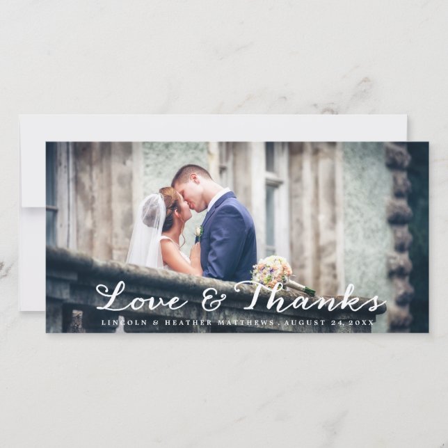 Fullt Vågrät Bröllop Tack-fotokort Tack Kort (Framsida)