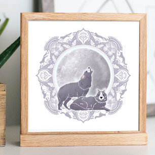 Fullt Varg Måne   Januari Måne Illustration Poster