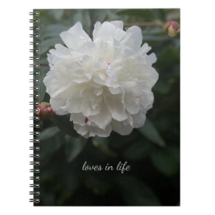 Fullt White Peony Anteckningsbok