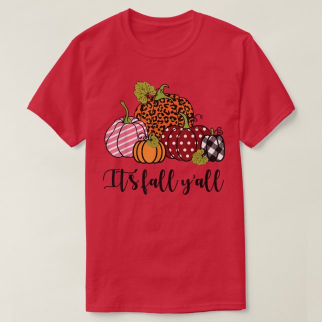 Fullt Yall Lycklig sjunker hösten Leopard Pumpkin  T Shirt (Design framsida)
