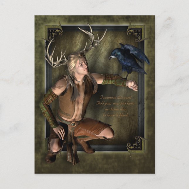 Fullvuxen hankronhjortanpassadevykortet vykort (Framsida)