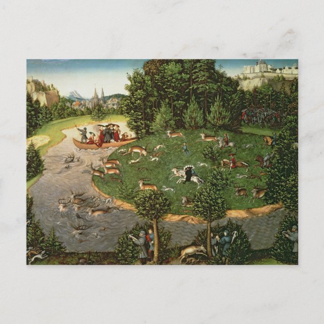 Fullvuxen hankronhjortjakt av electoren Friedrich Vykort (Framsida)