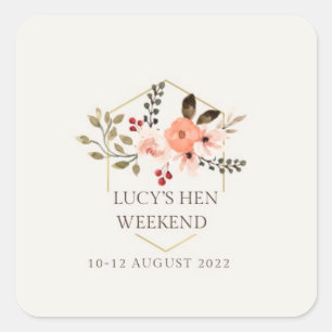 Fully Anpassade Hen/Bachelorette Sticker Fyrkantigt Klistermärke