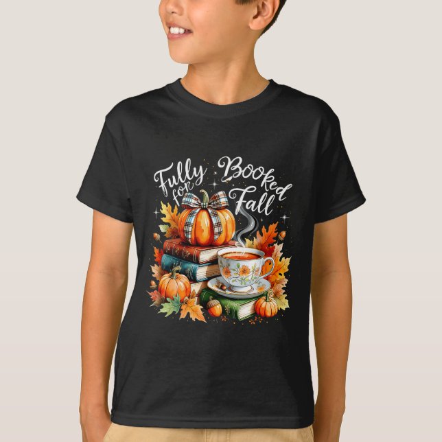 Fully Booked For Fall Cozy Autumn Reading Gift  T Shirt (Framsida)