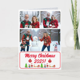 Fully Custom 3 Photo Traditional Folded Xmas Card Tack Kort