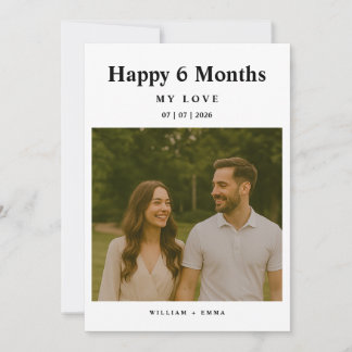 Fully Custom 6 Month Anniversary Card for Couple