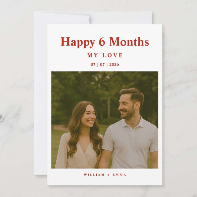 Fully Custom 6 Month Anniversary Card for Couple (Framsida)
