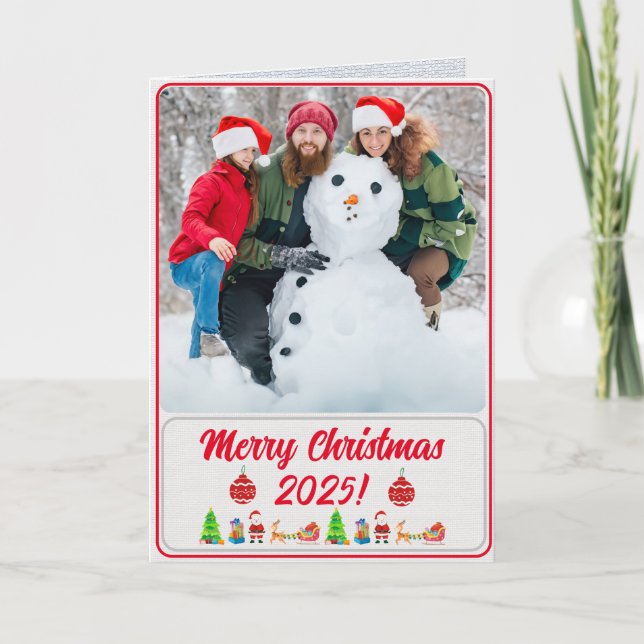 Fully Custom Photo Traditional Folded Xmas Card Tack Kort (Framsida)