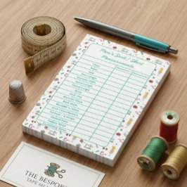 Fully Customizable Body Measurements Chart Notepad Post-it Block