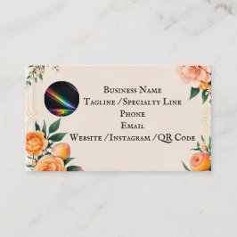 Fully editable Elegant Peach Floral Business Card Visitkort
