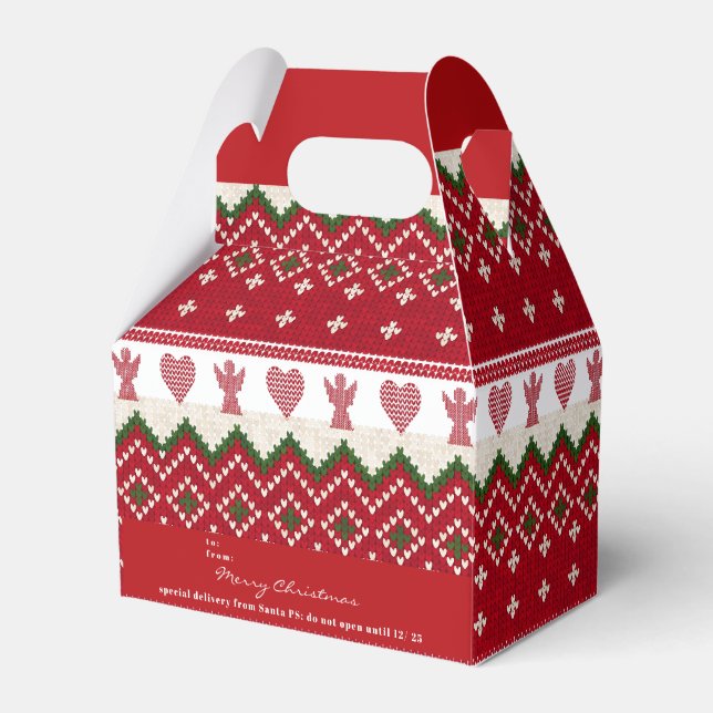 Fulständek Tröja Stickad Hygge Änglar Hjärtan Jul Presentaskar (Framsidan Sidan)