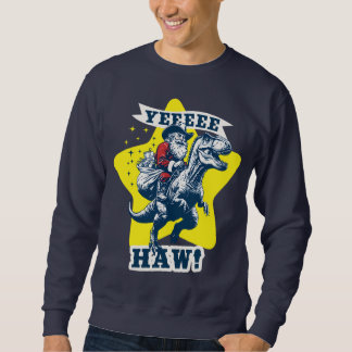 Fulständig julgran jul cowboy Santa tyrannosaurus Lång Ärmad Tröja