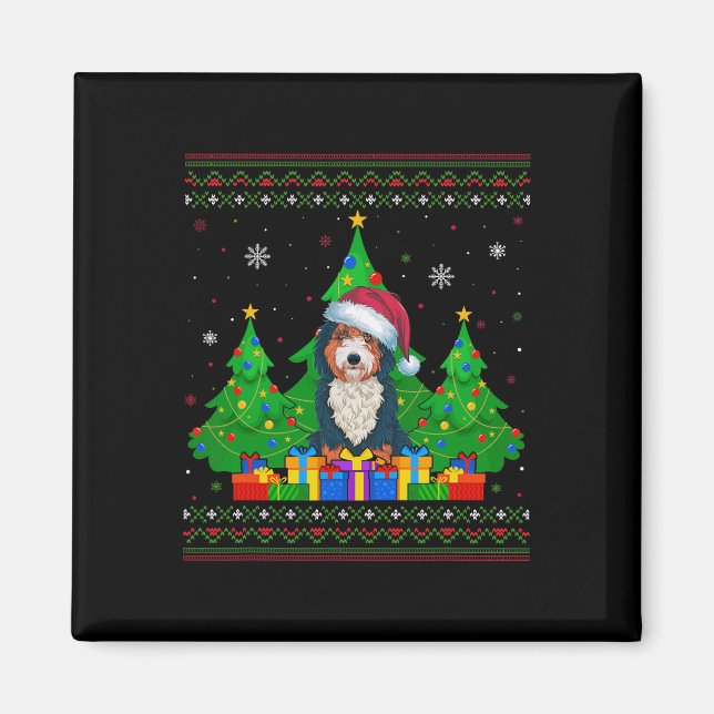 Fulständig julgran Santa hatt Bernedoodle  Magnet (Framsidan)