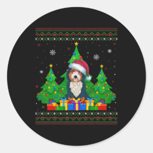 Fulständig julgran Santa hatt Bernedoodle Runt Klistermärke