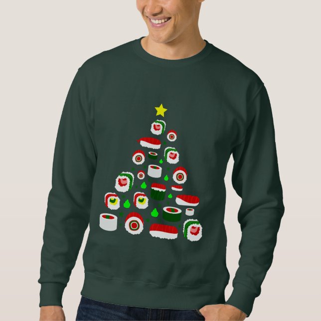 fulständig julgran-sushi lång ärmad tröja (Framsida)