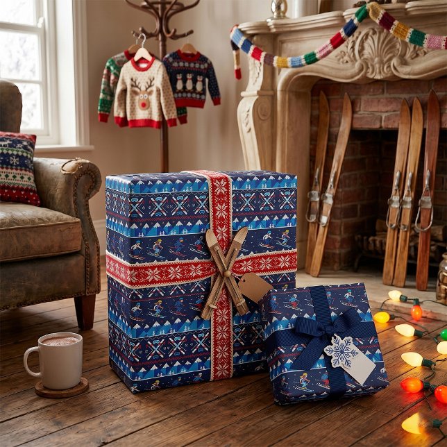 Fulständig julskidmönsterfirande  presentpapper (Skapare uppladdad)