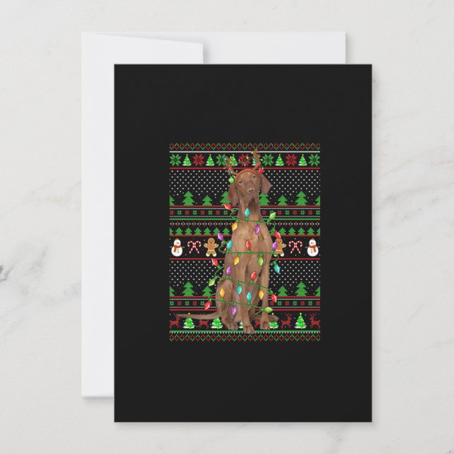 Fulständig Xmas-tröja stil lampor Vizsla hund jul Inbjudningar (Framsida)