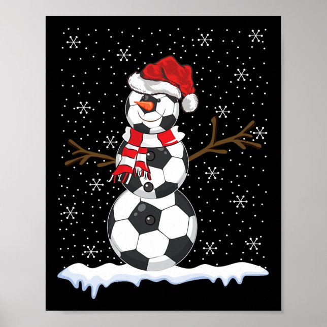 Fulstassad jultröja Snömannen fotboll jul  Poster (Framsidan)