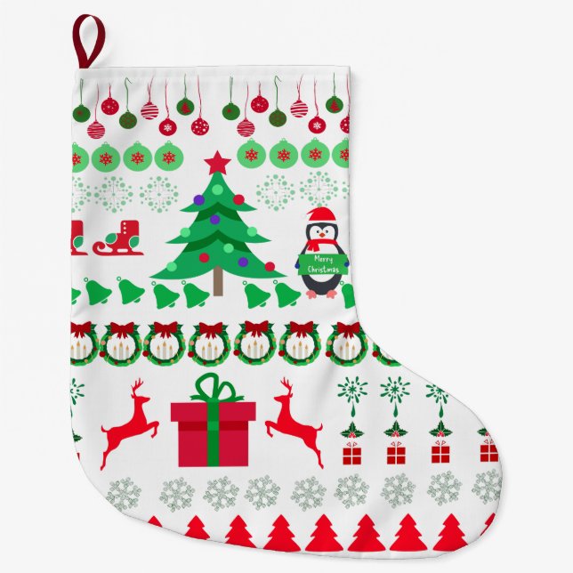 Fulstassig juldesign stor julstrumpa (Framsidan)