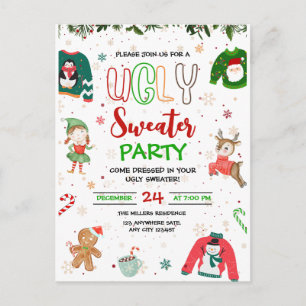Fulstassig julfestinbjudan, jul vykort