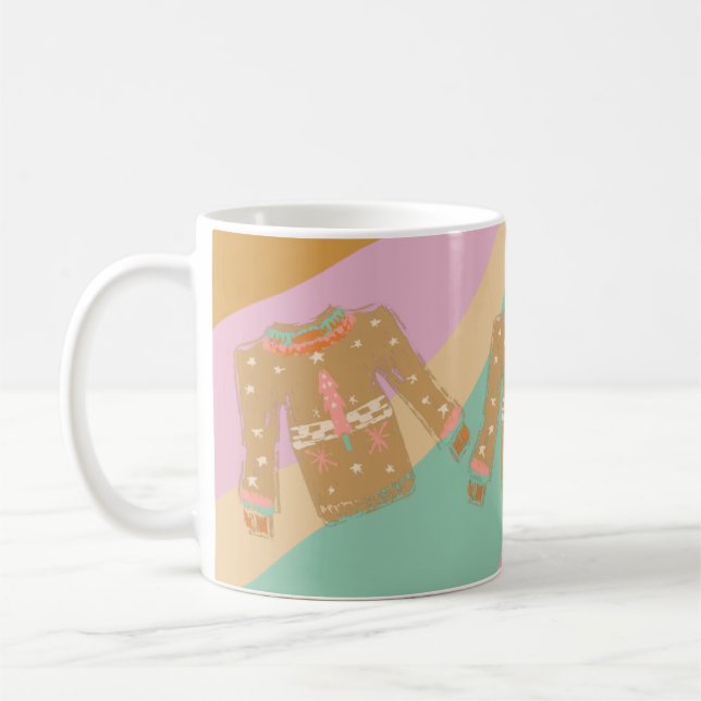 Fulstassig jultröja Groovy jul färgglad virvel Kaffemugg (Vänster)