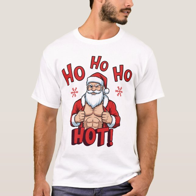 Fulstoppad rolig muskulös tomte t shirt (Framsida)