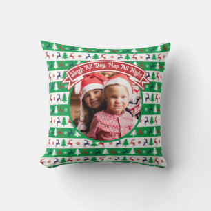 Fulstyg jultröja familjefoto kudde