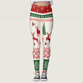 Fulstyg jultröja Nordiskt renmönster Leggings