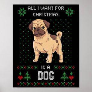 Fulstyg jultröja Pug Fulstyg tröja Hund  Poster