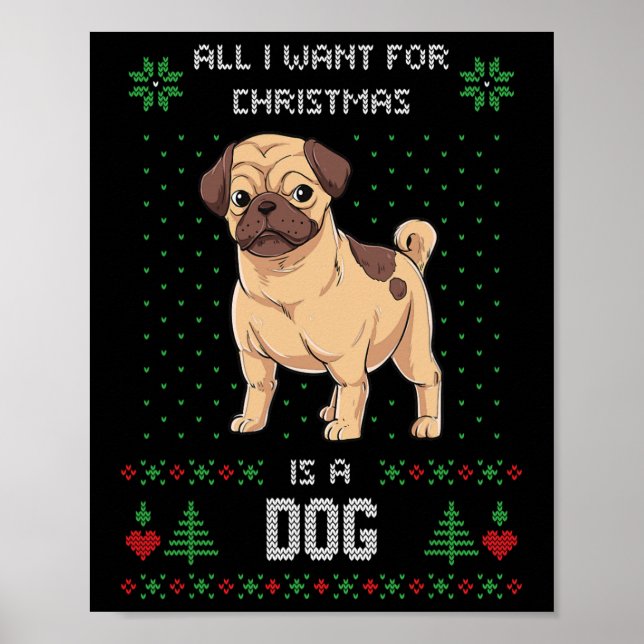 Fulstyg jultröja Pug Fulstyg tröja Hund  Poster (Framsidan)