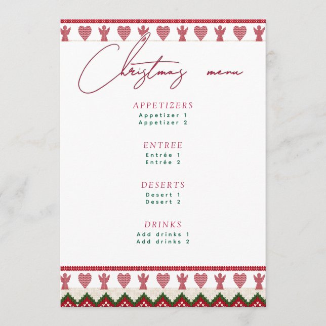 Fulstyg jultröja stickad hygge änglar hjärtan jul meny (Framsida)