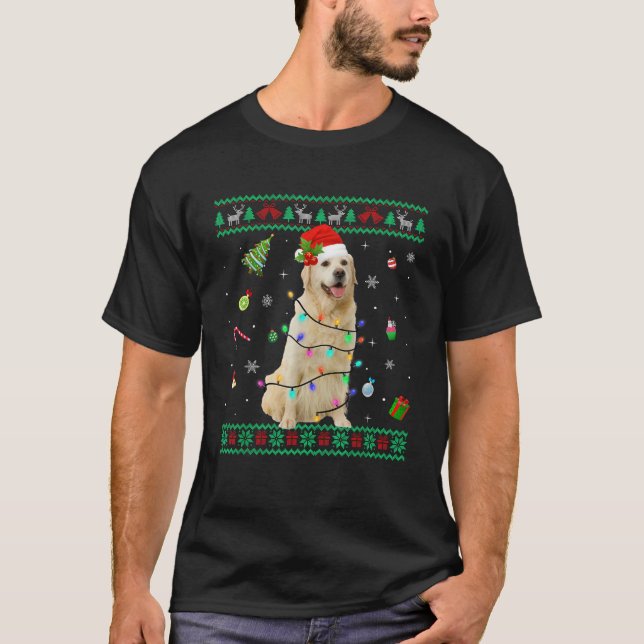 Fulstyg tröja Golden Retriever Hund Julbelysning (Framsida)