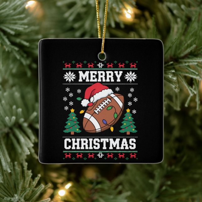 Fulstyg Xmas-tröja stil Tomte Amerikansk fotboll  Julgransprydnad Keramik (Träd)