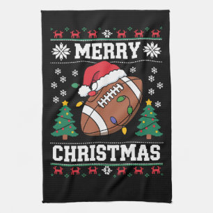Fulstyg Xmas-tröja stil Tomte Amerikansk fotboll Kökshandduk