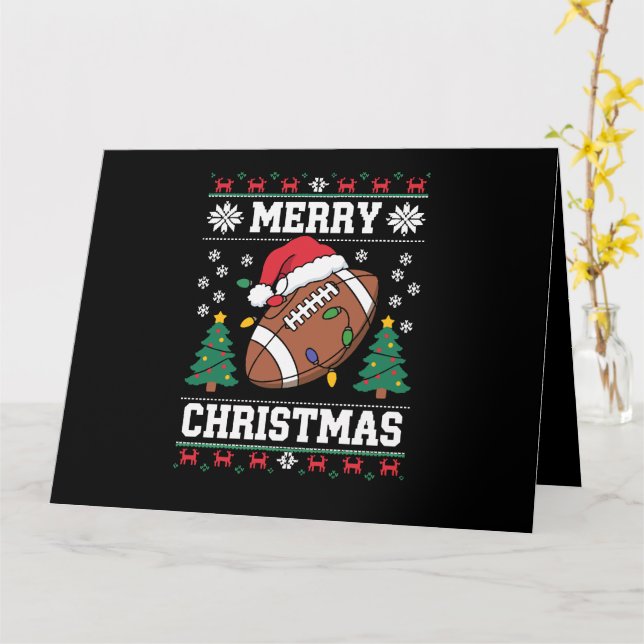 Fulstyg Xmas-tröja stil Tomte Amerikansk fotboll  Kort (Gul blomma)