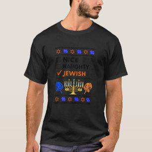 Fult Chanukka-tröja Trevlig Stygg Judisk Kvinna Te T Shirt