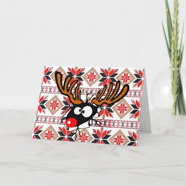 Fult Chrstmas tröjakort - Rudolph ren Helgkort (Framsida)