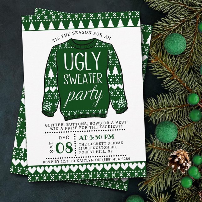 Fult Grönt Julsötare Julfest Inbjudningar (Skapare uppladdad)