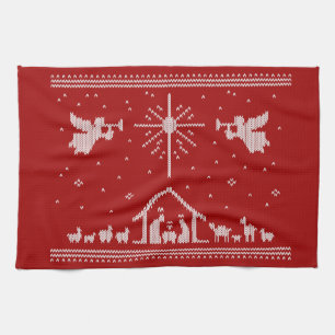 Fult juligt jultröja Nativity Religiös Kökshandduk