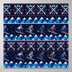 Fult julskidmönster semester poster