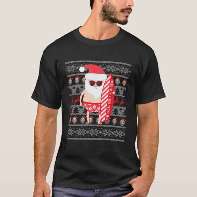 Fult julsötare, grafic Santa Surfin T Shirt (Framsida)